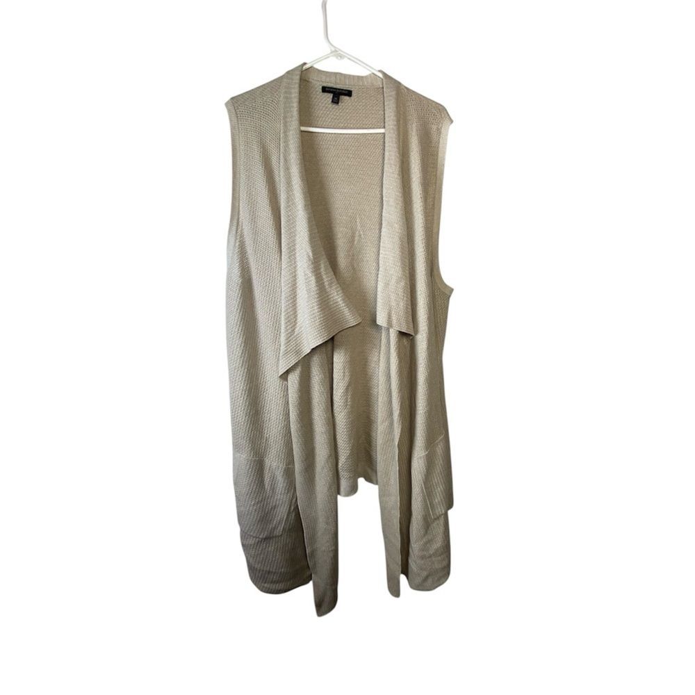 Banana Republic Cotton Blend Draping Beige Sleeveless Cardigan